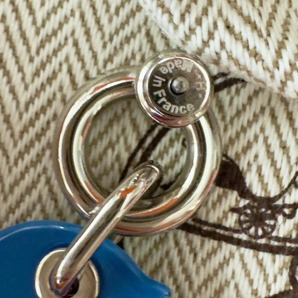 Hermes Tattersall Silver Blue Horse Earrings W/Box - Picture 3 of 5